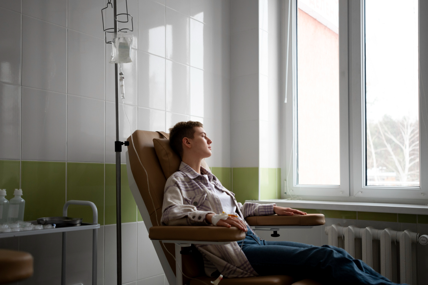 A woman getting an IV