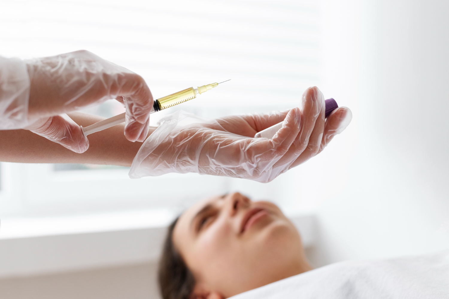 A woman having a stem cell therapy injection